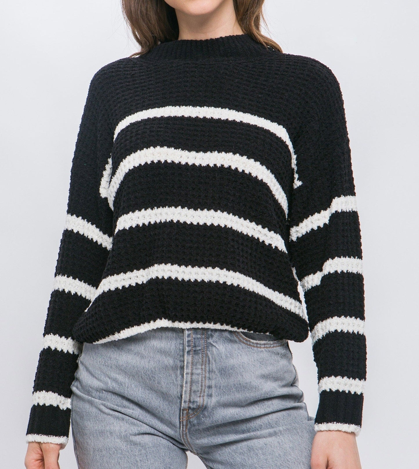 Brooke Striped Waffle Knit Sweater