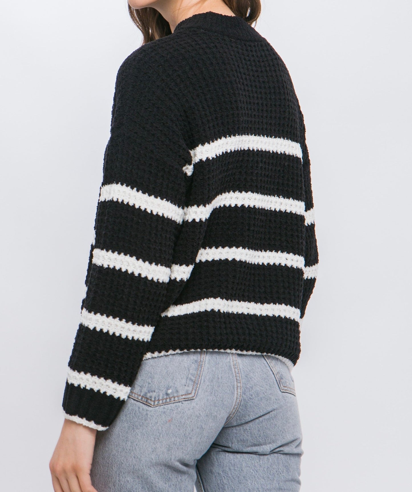 Brooke Striped Waffle Knit Sweater