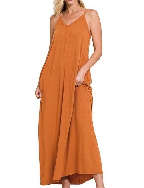 Rachel Strap Pocket maxi dress