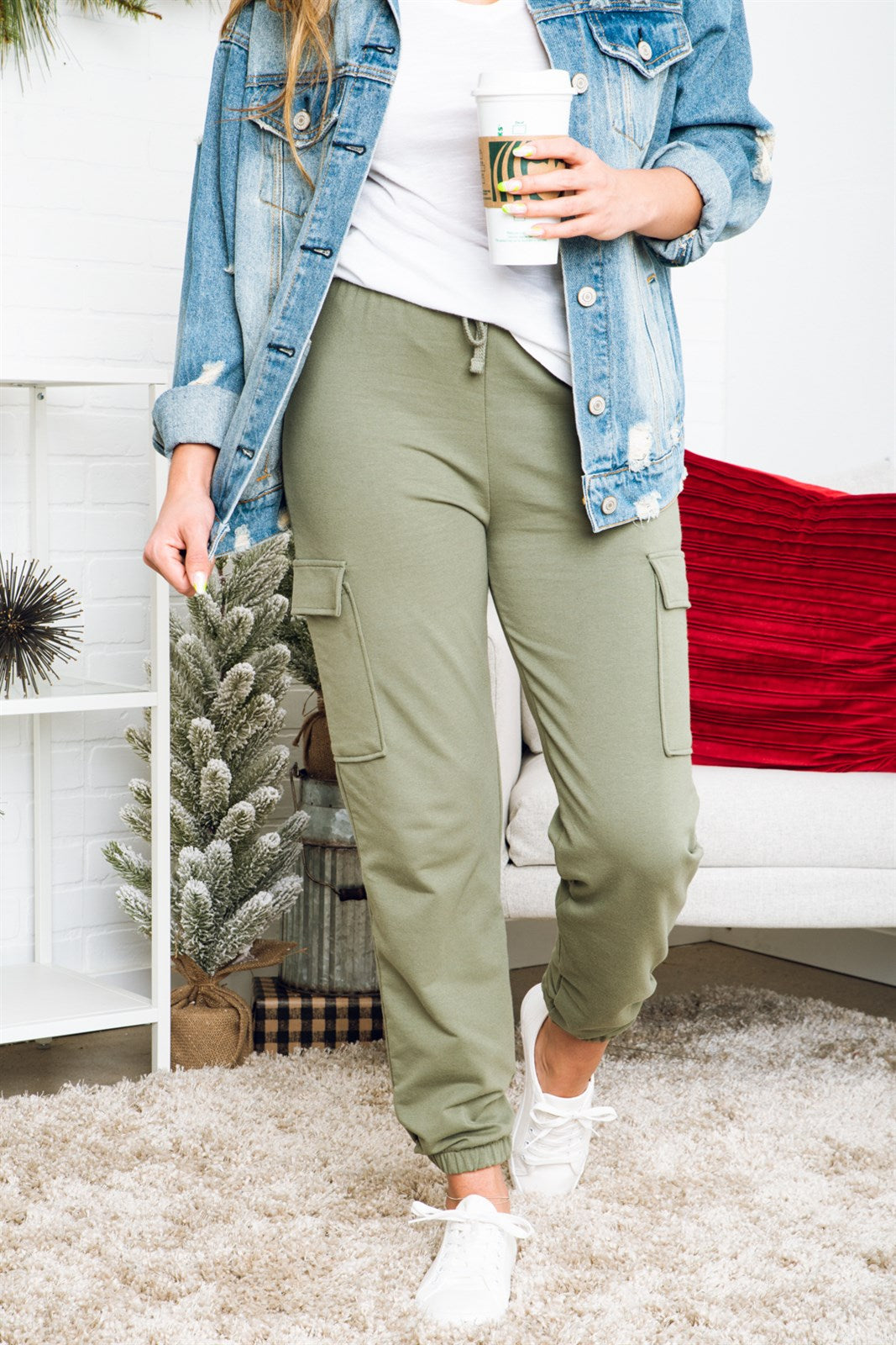 Alice French Terry Cargo Joggers | Olive