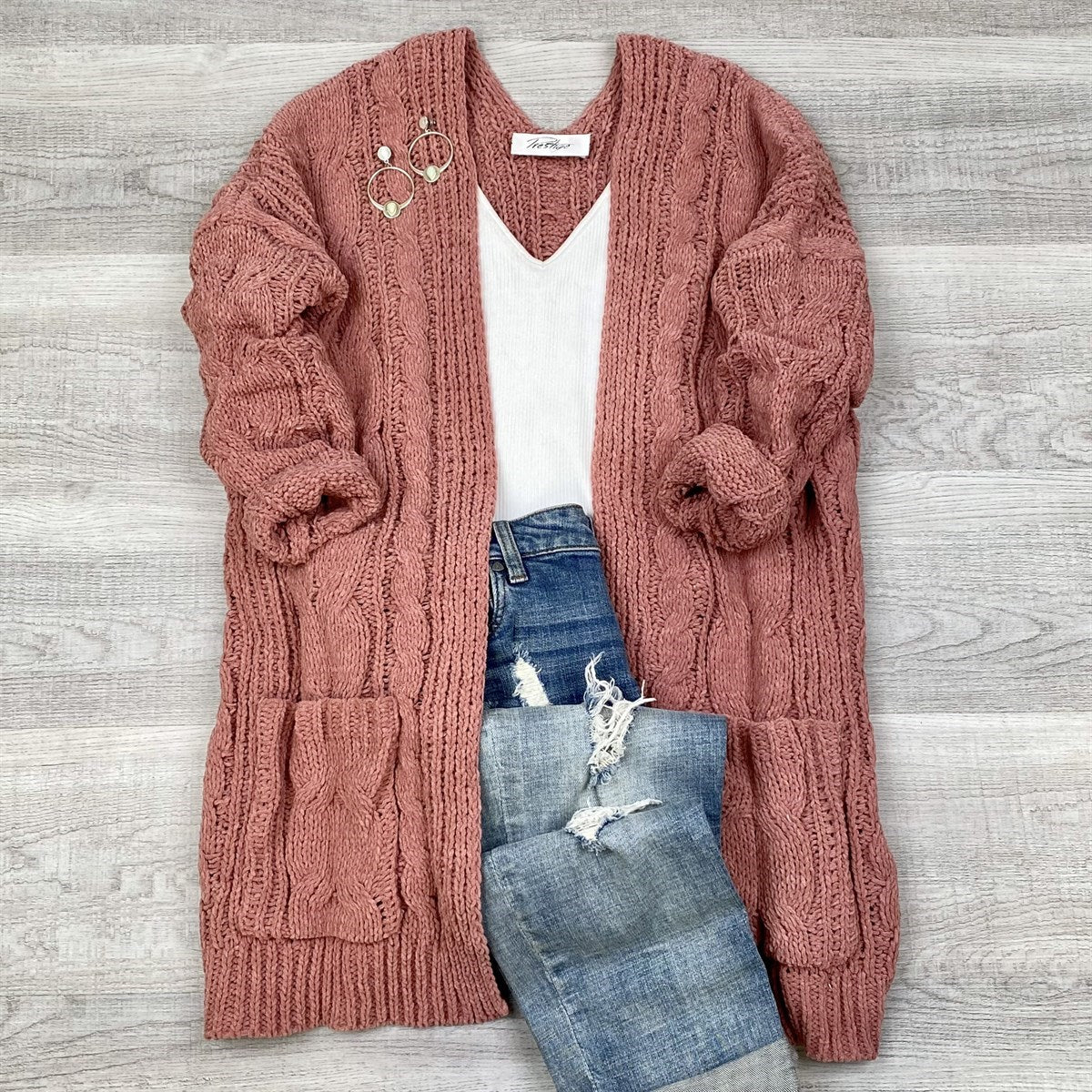 Super Soft Cable knit Cardigan-Mocha