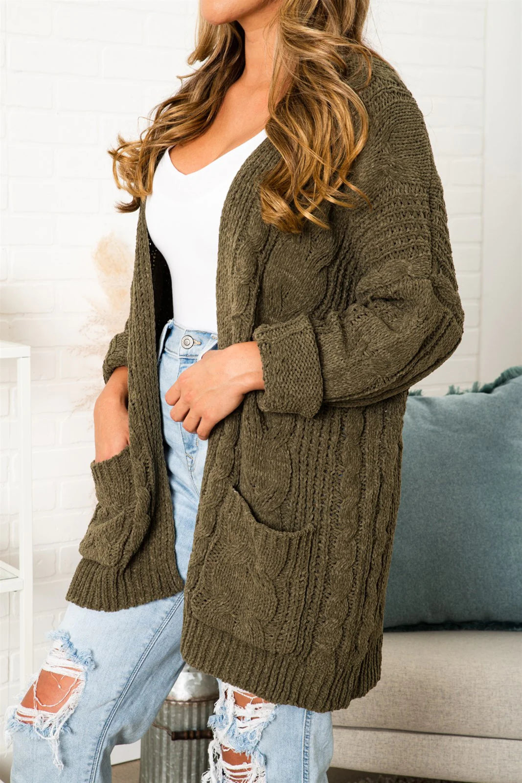 Super Soft Cable knit Cardigan-Mocha