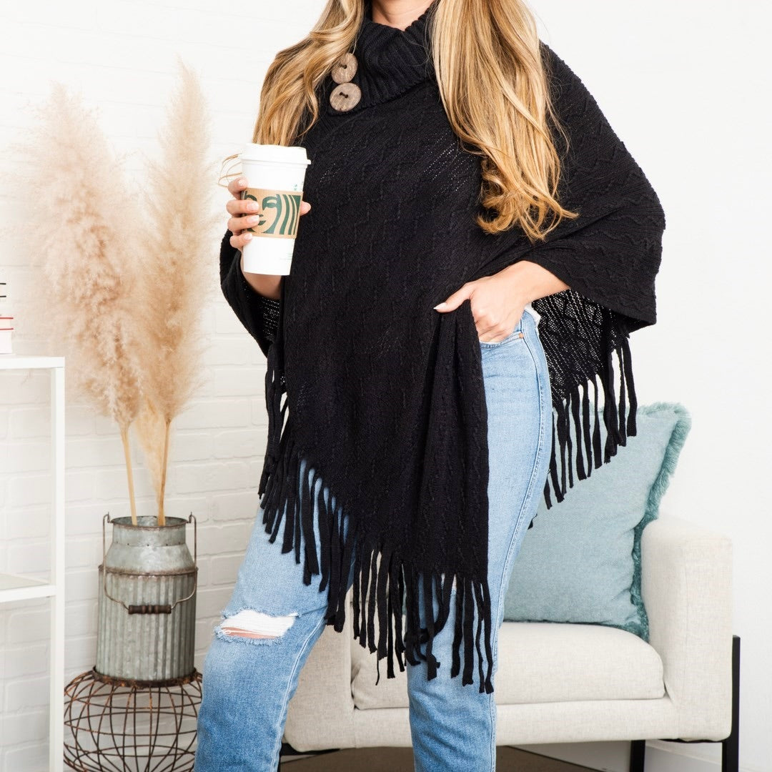 Marcela Button Detail Boho comfy Poncho