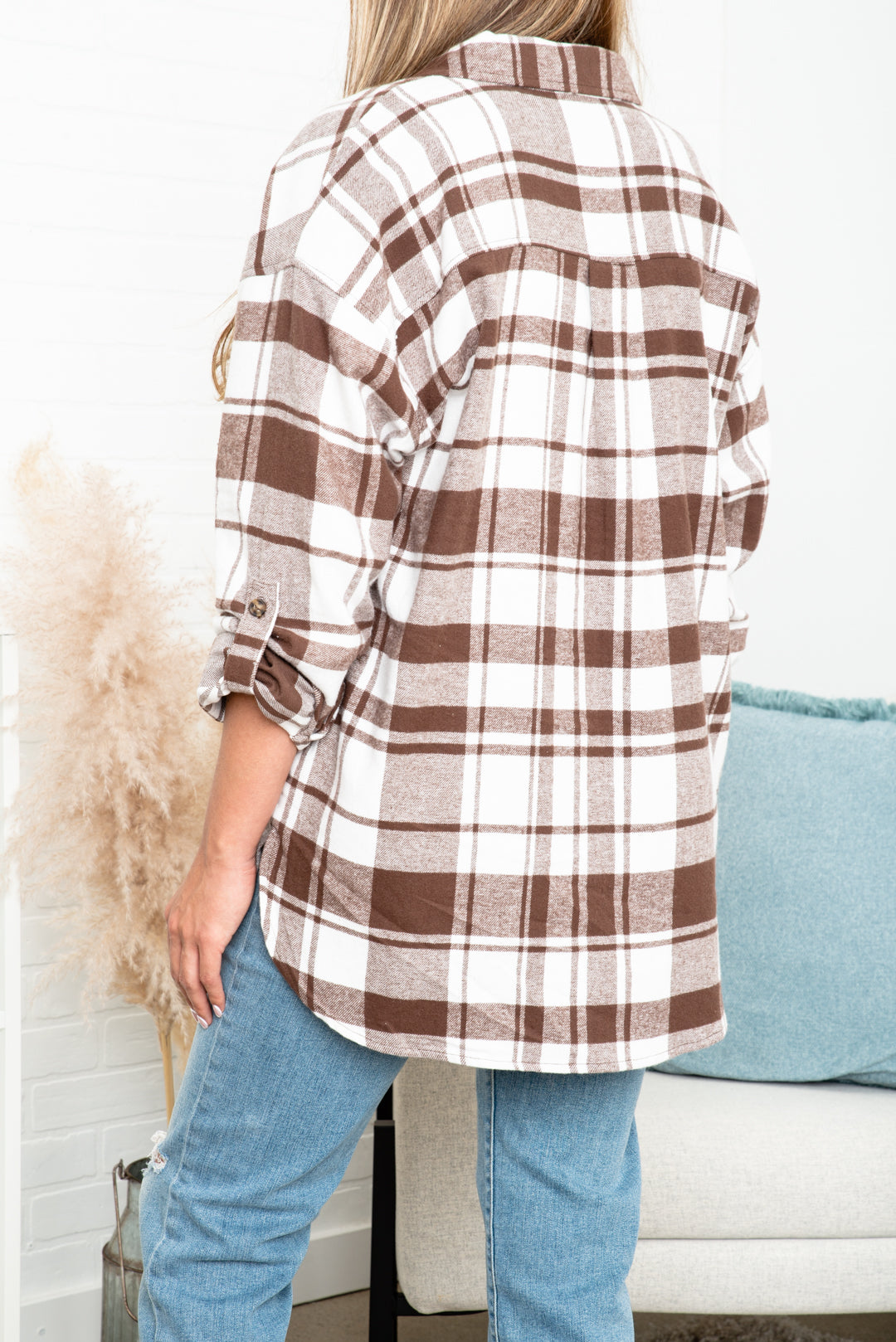 Everyday Casual Oversized Long Sleeve Flannel | Cinnamon