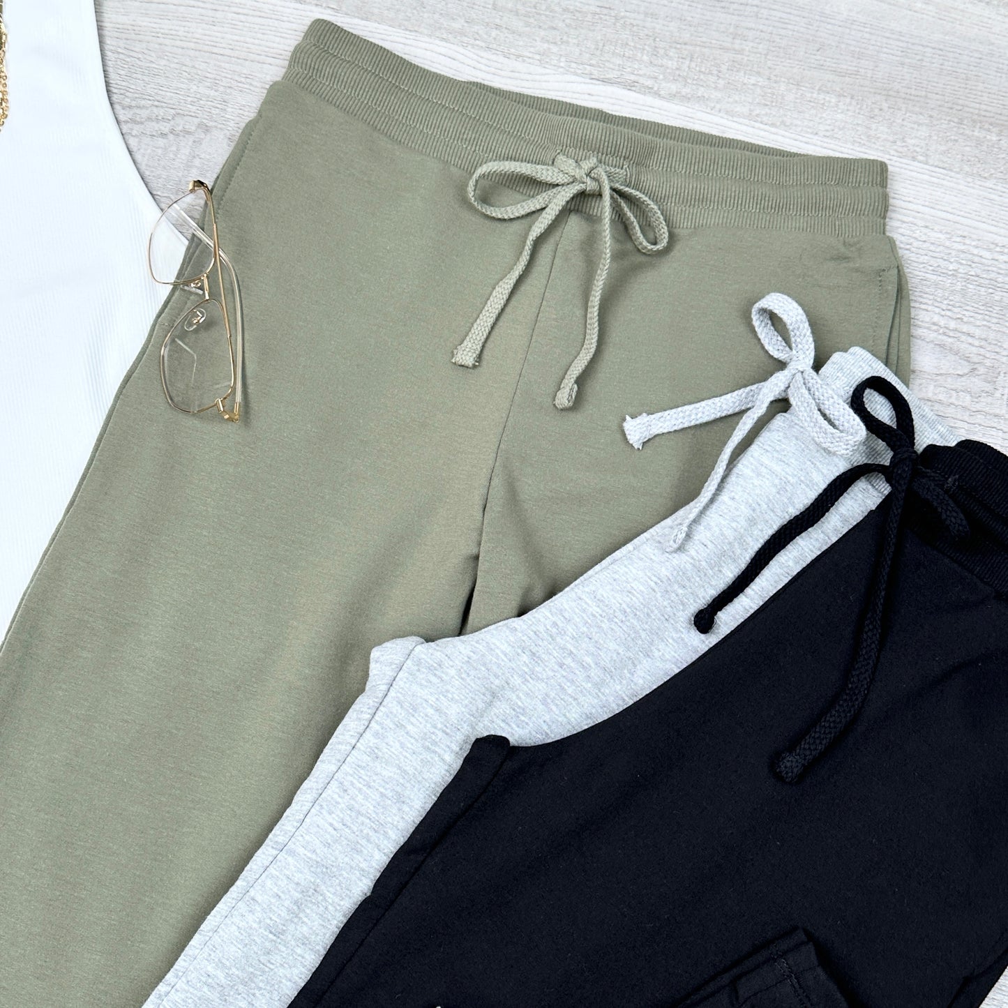 Straight Wide Leg Sweat Pants | Olive