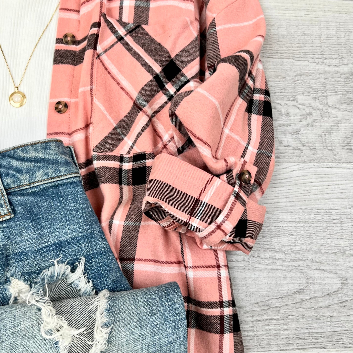 Everyday Casual Oversized Long Sleeve Flannel | Mauve