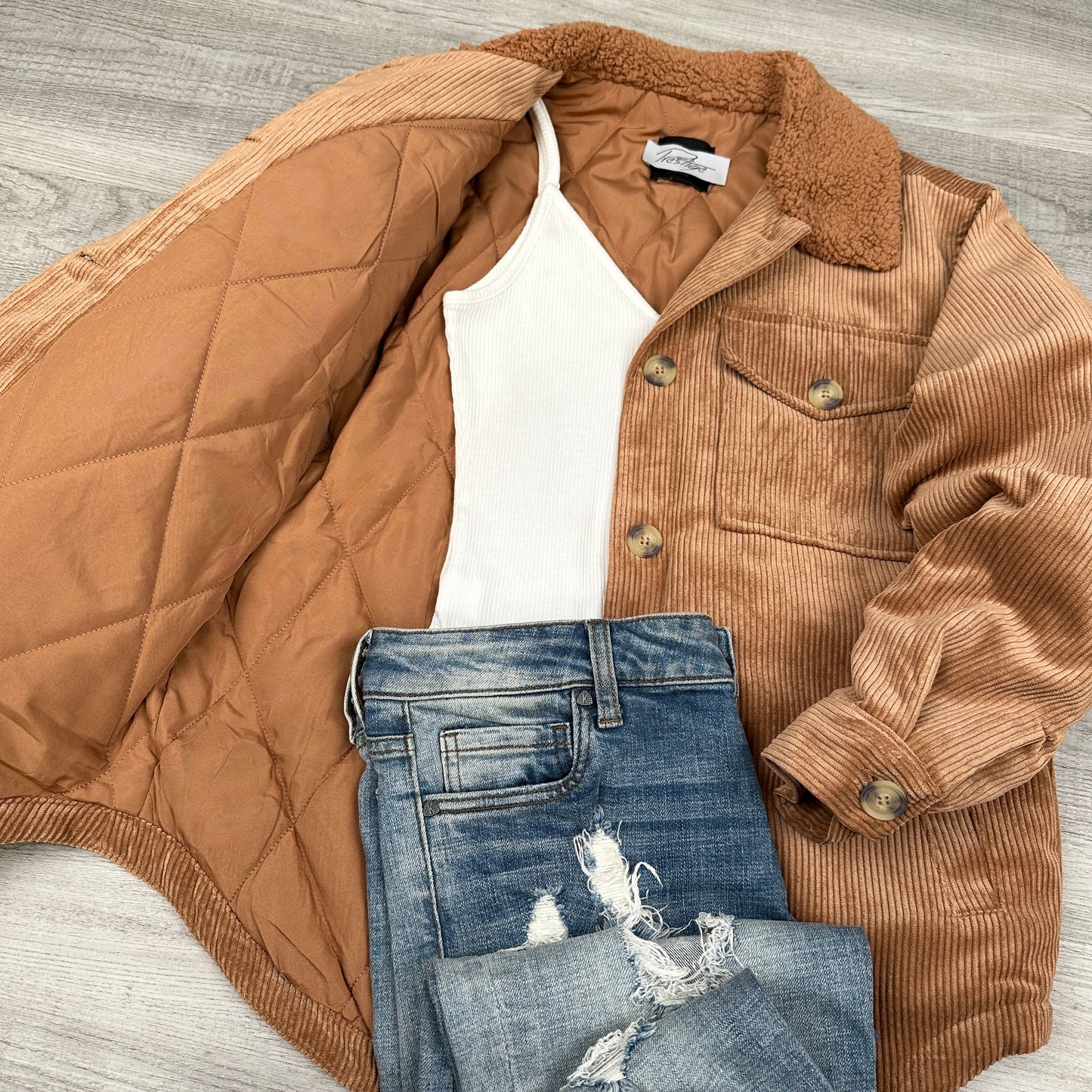 Aria oversized quilted lined corduroy jacket