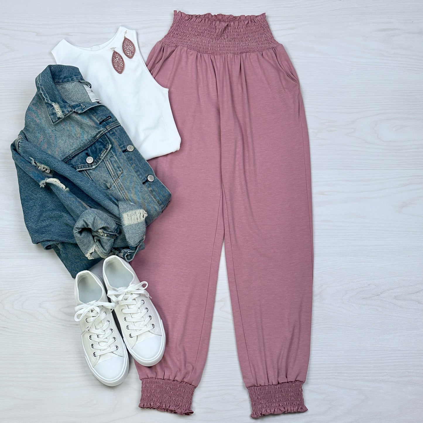 High-Waisted Smocked Lounge Jogger