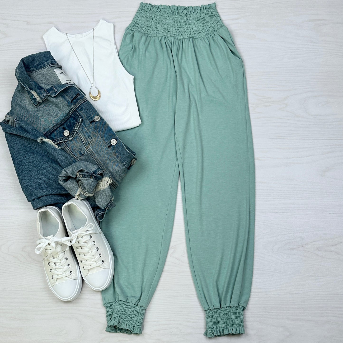 High-Waisted Smocked Lounge Jogger