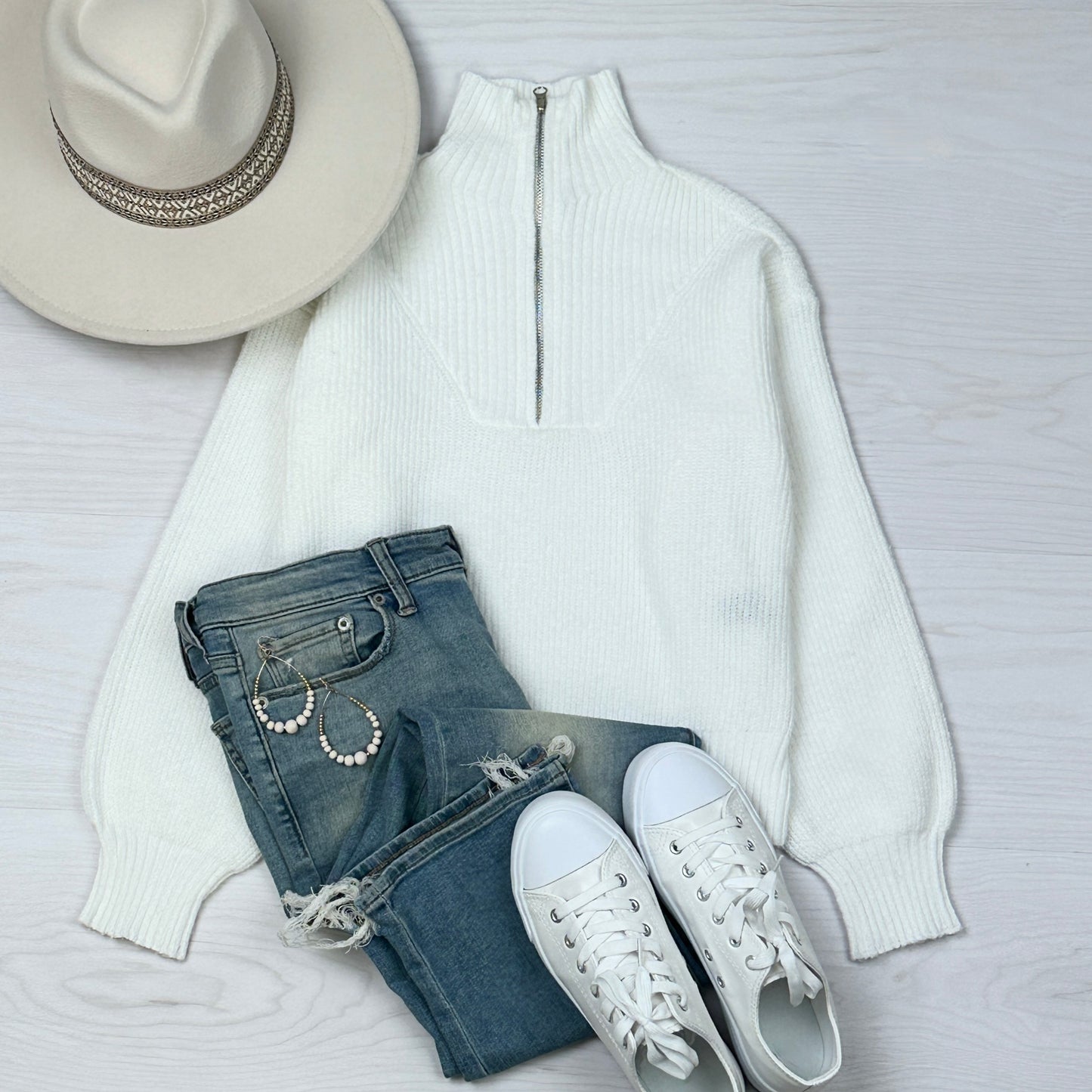 Lucy mock neck half zip sweater