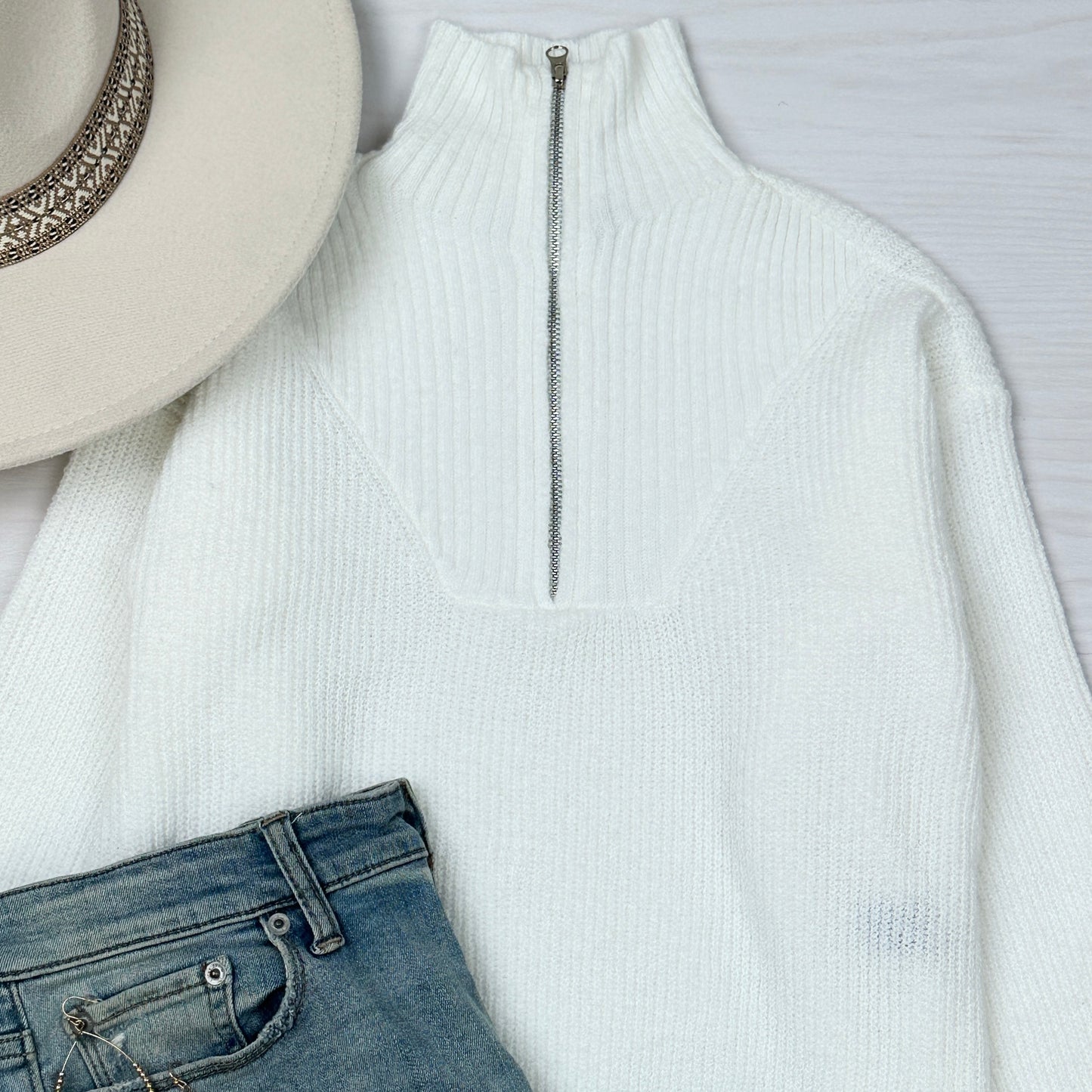 Lucy mock neck half zip sweater