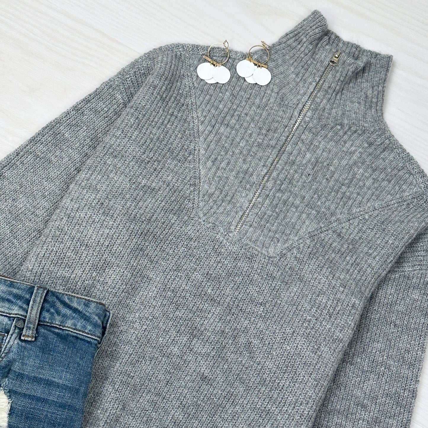 Lucy mock neck half zip sweater