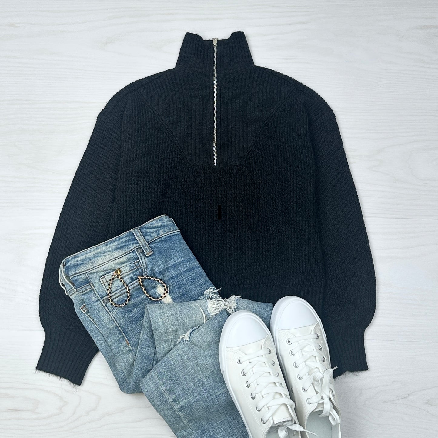Lucy mock neck half zip sweater