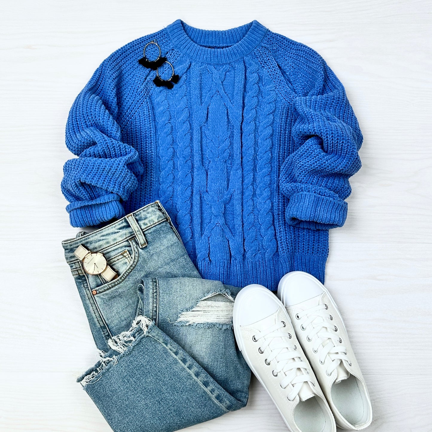 Brianna Shoulder slit Crop Sweater