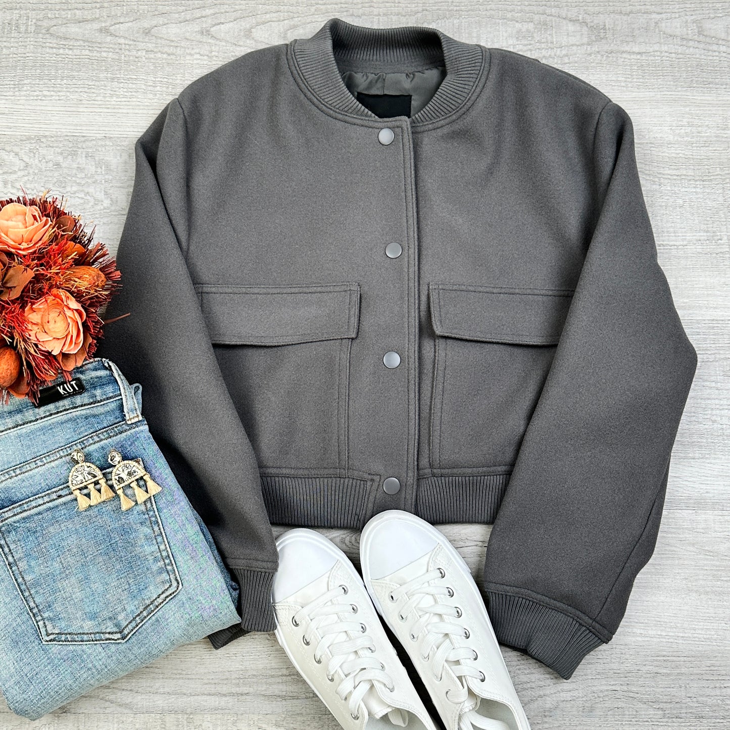 Laura Cropped Utility Jacket for Women with Front Pockets