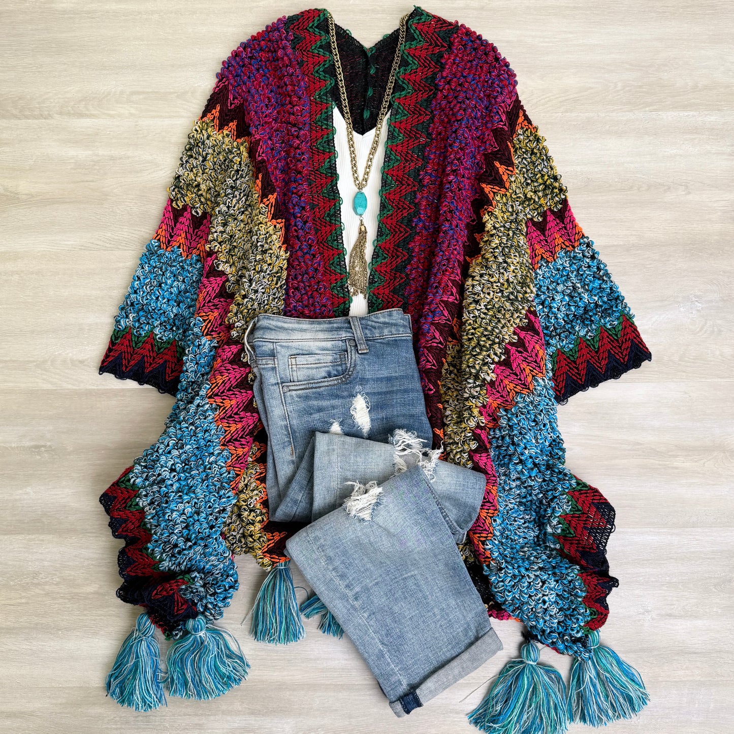 Dalila Colorful Ruana/ Cardigan