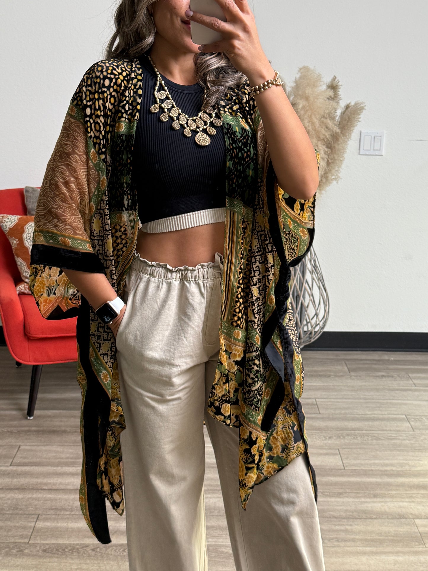 Alice Burnout Bohemian Velvet Kimono