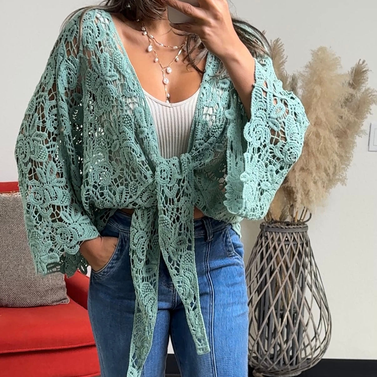 Layla Embroidered Floral Kimono Wrap