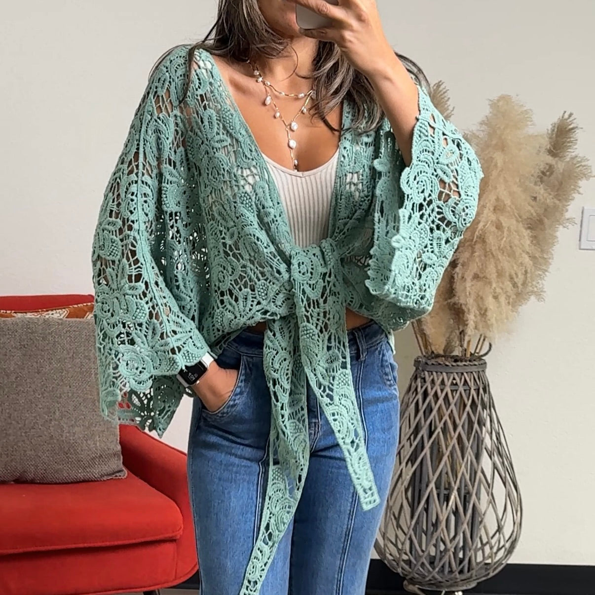 Layla Embroidered Floral Kimono Wrap