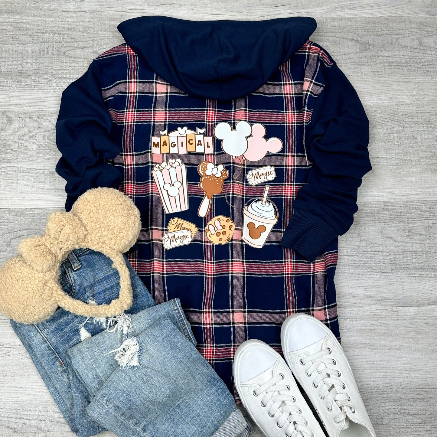 Magical Snacks Button Up Hooded Flannel