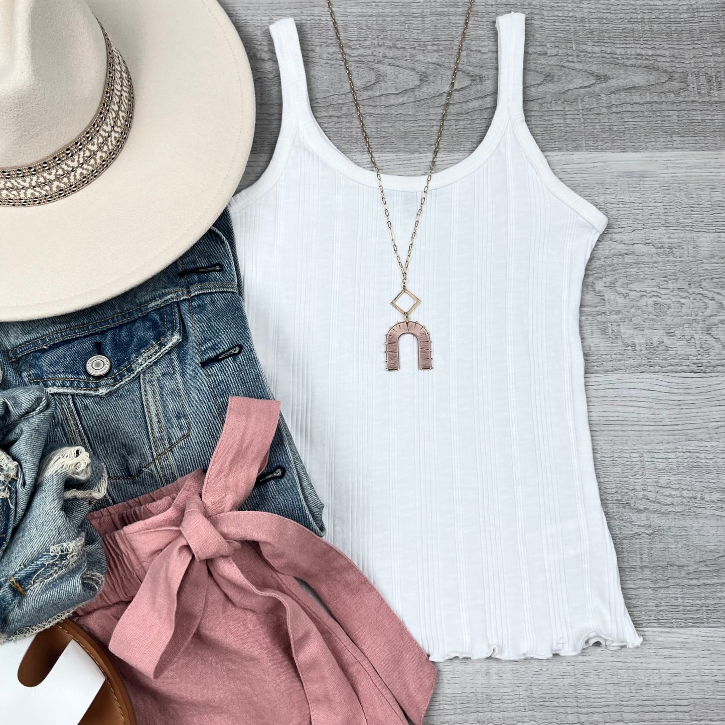 Ribbed Scoop neck Tank Top