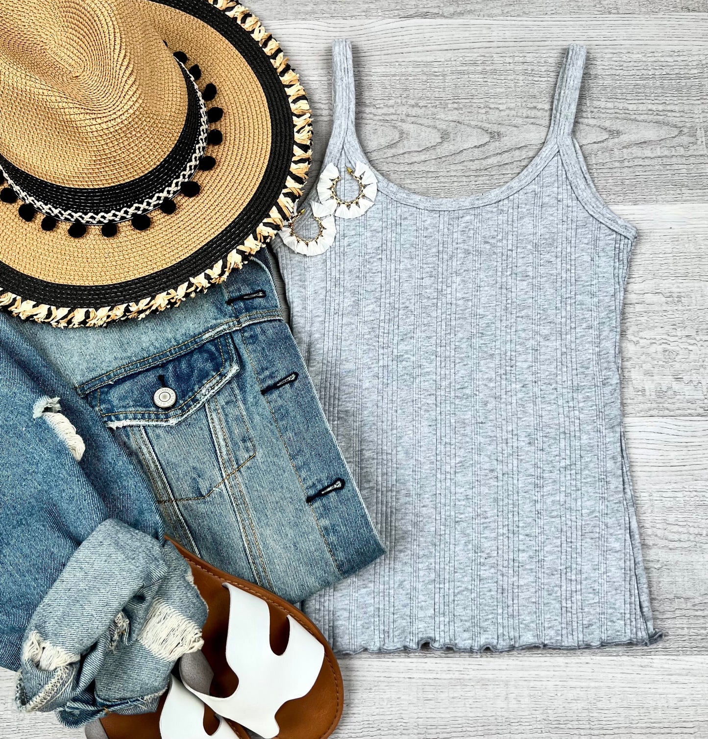 Ribbed Scoop neck Tank Top