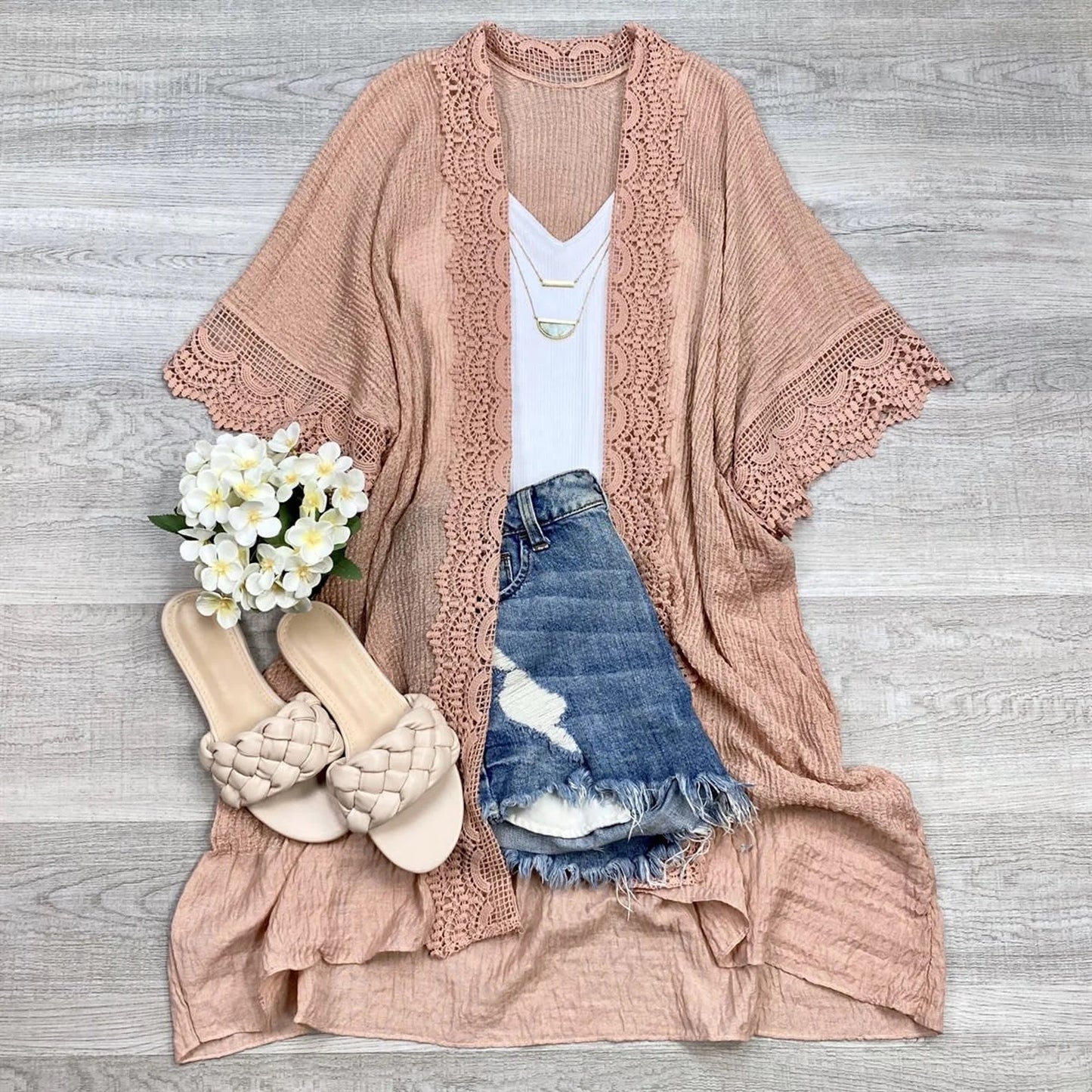 Scallop lace Trim Kimono