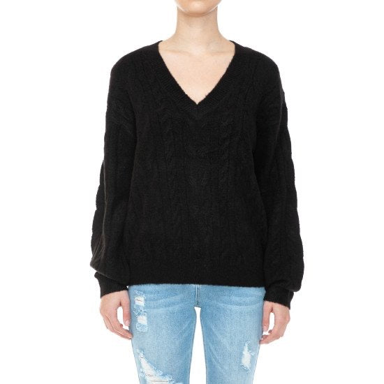 Erin V-neck cable knit sweater