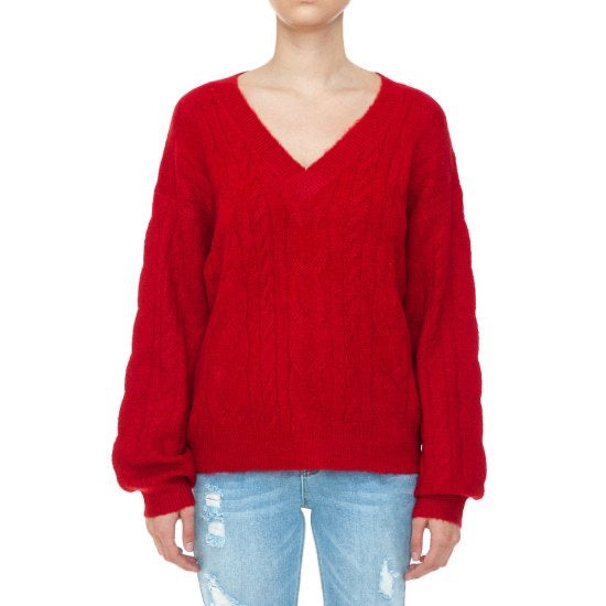 Erin V-neck cable knit sweater