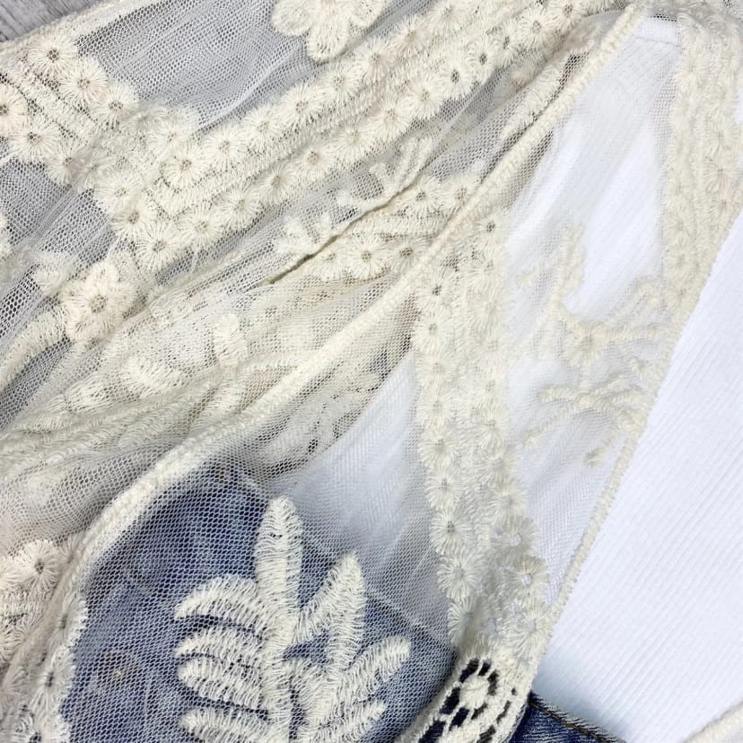 Emily Embroidered Boho Mesh Kimono