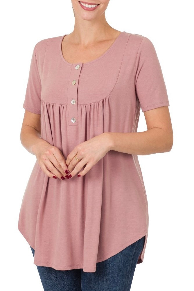 Jenn Short Sleeve dolphin hem Top