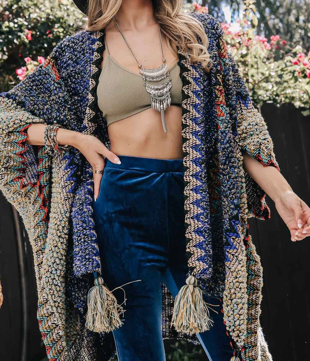 Dalila Colorful Ruana/ Cardigan