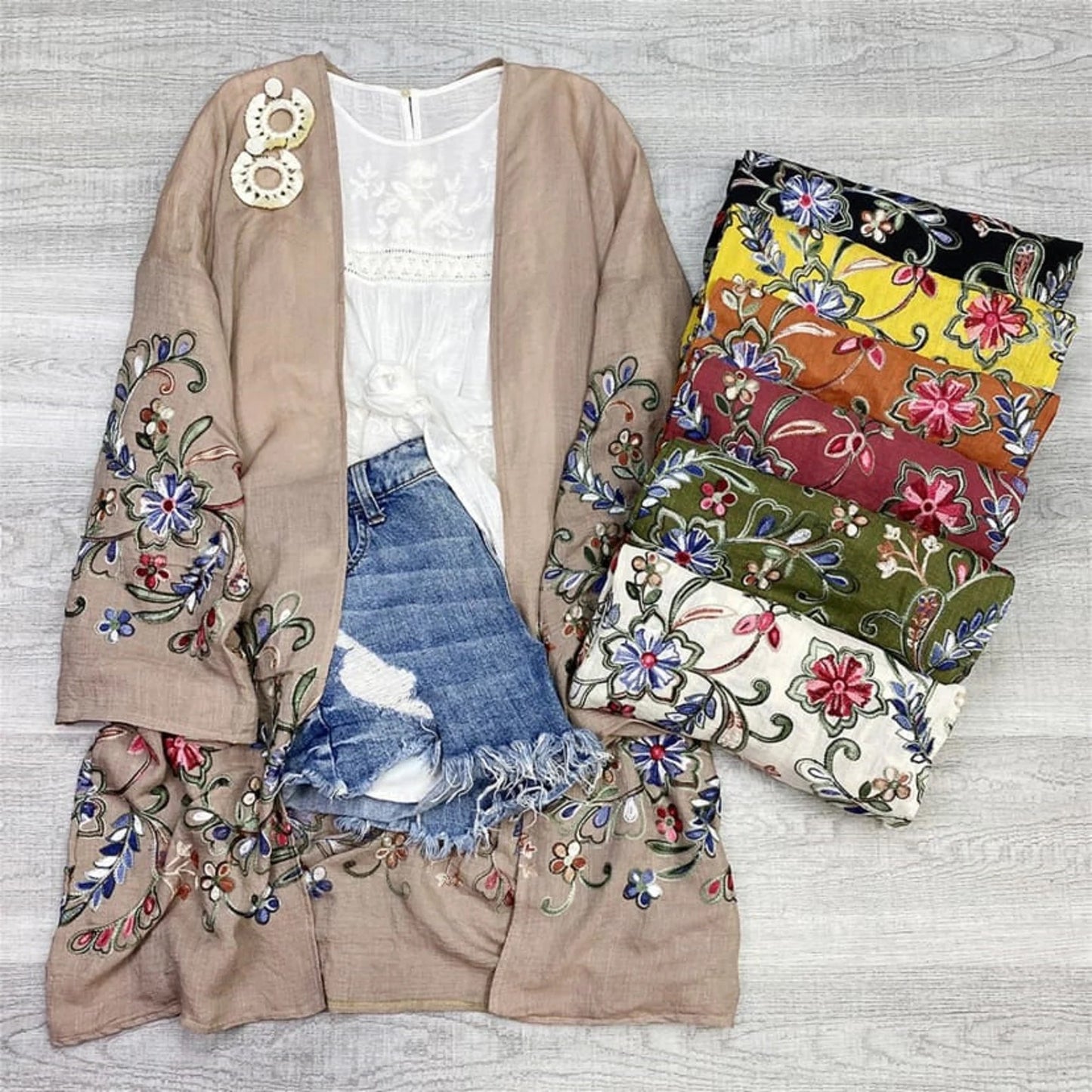 Long sleeve Embroidered Summer Cardigan