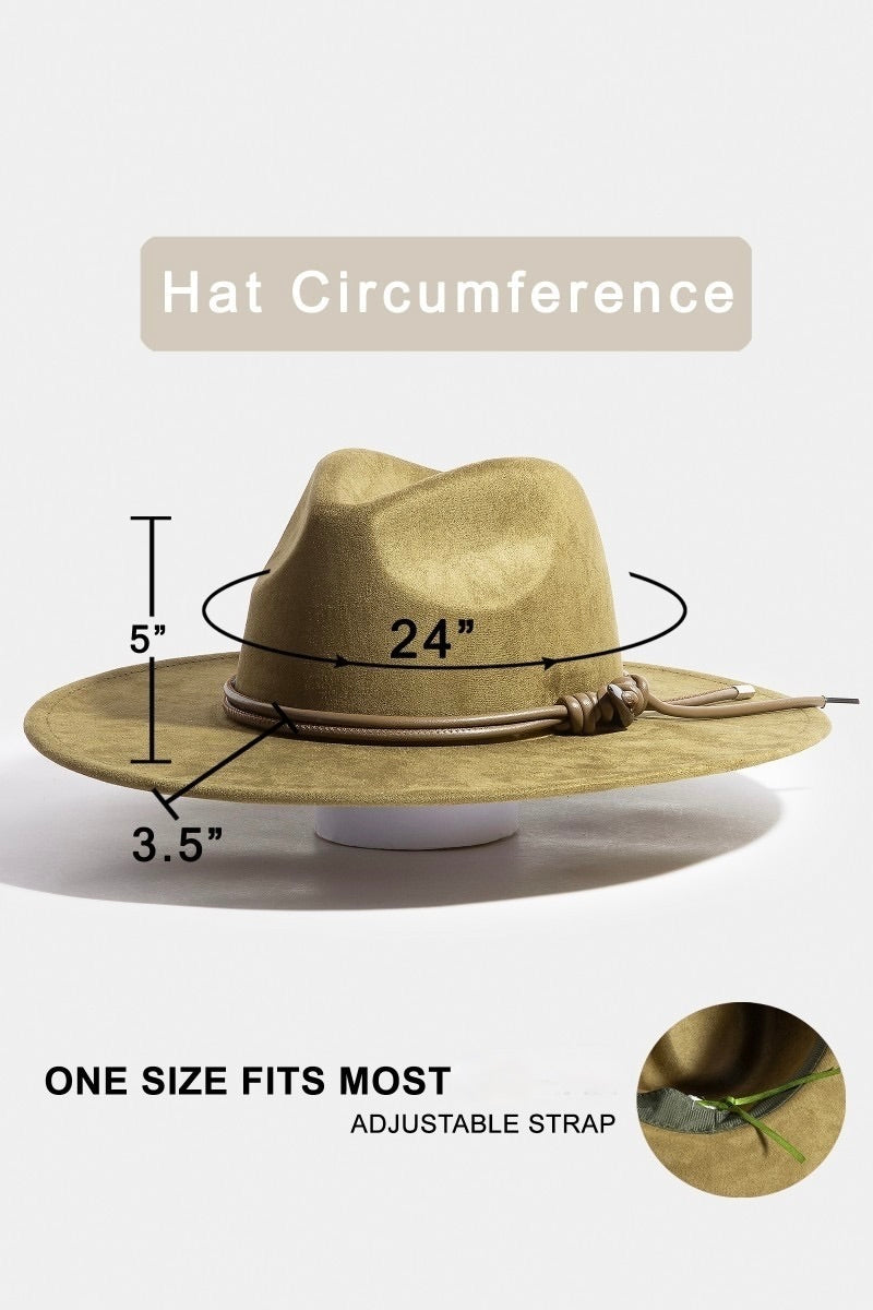 Lari Double Cord Accent Faux Suede Fedora Hat