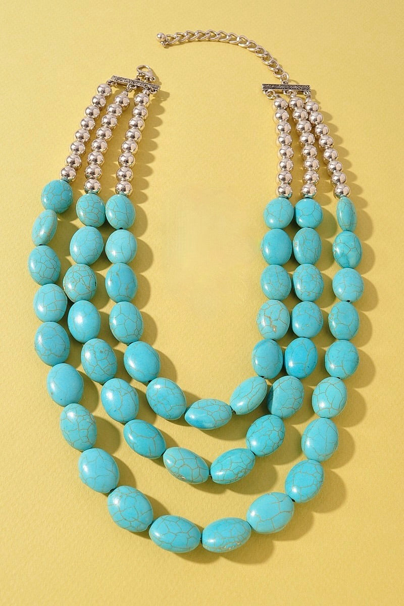 Oval beaded 3 Layered Necklace