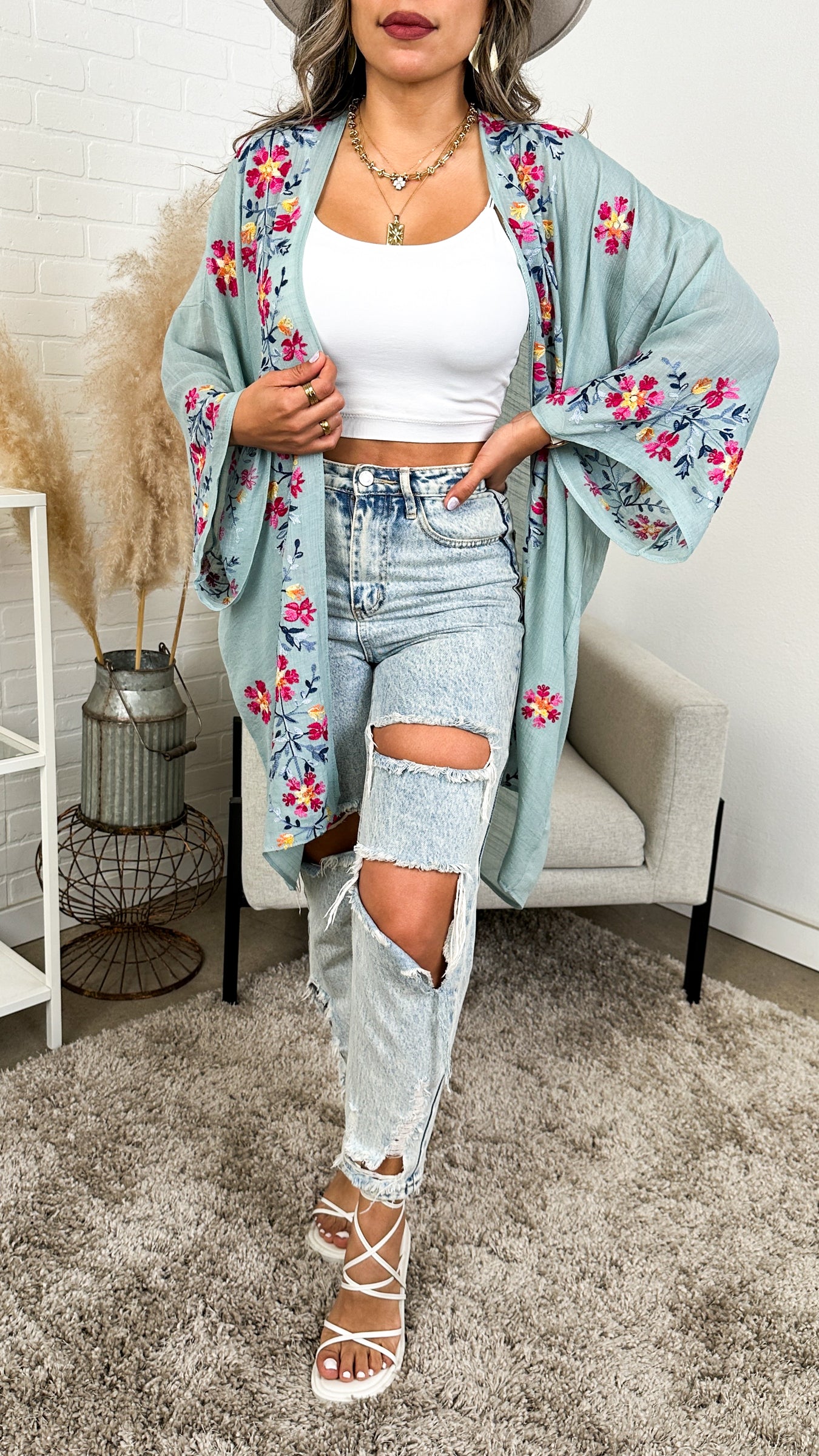 Elsa Flower Embroidered Cardigan