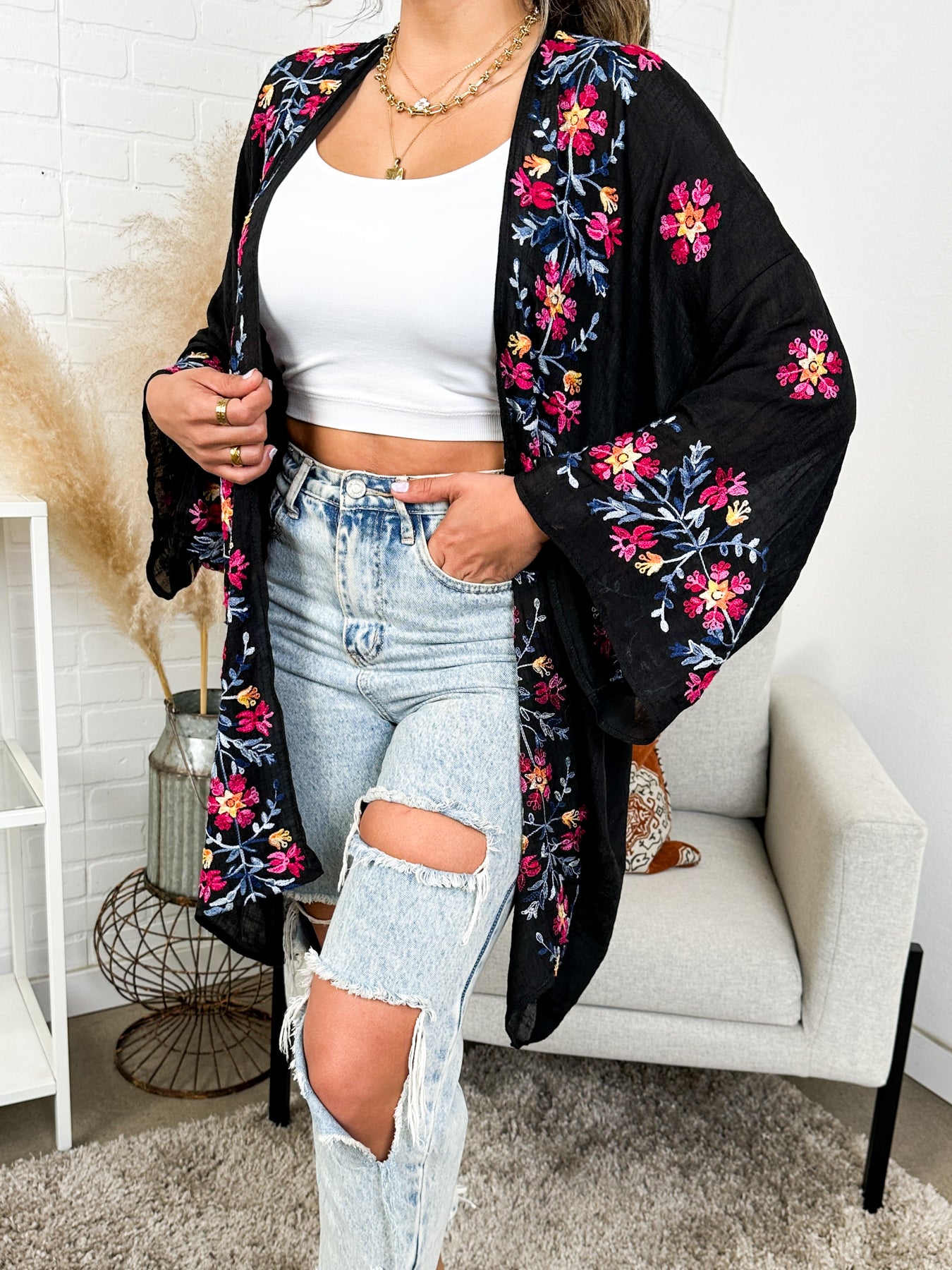 Elsa Flower Embroidered Cardigan