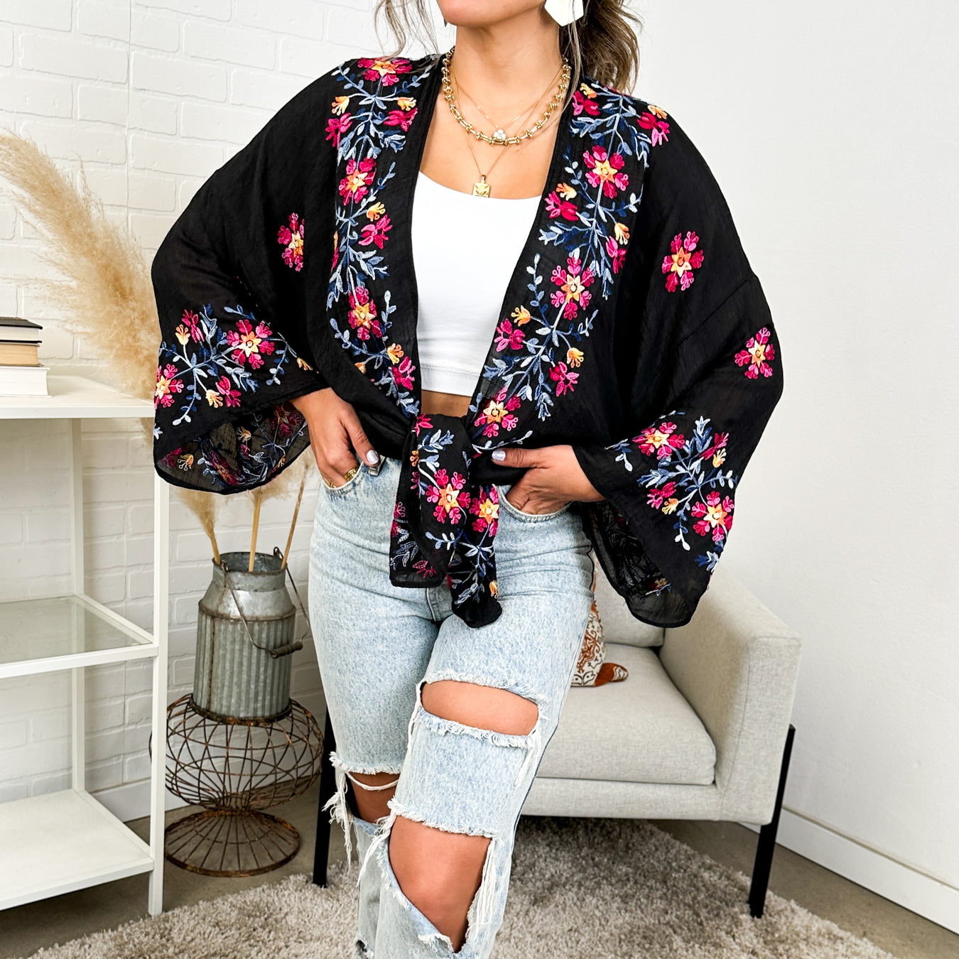 Elsa Flower Embroidered Cardigan