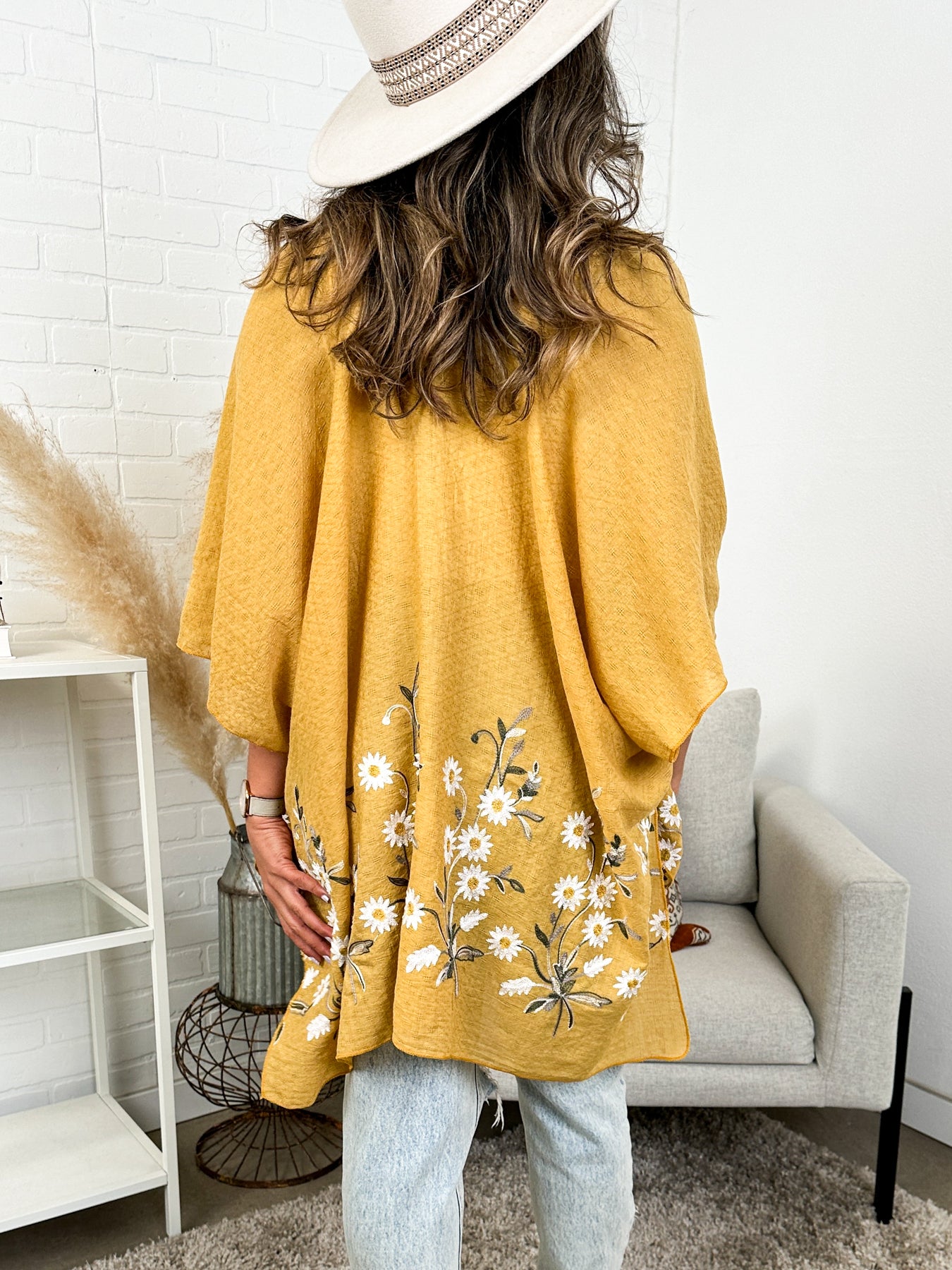 Daisy Embroidered Kimono