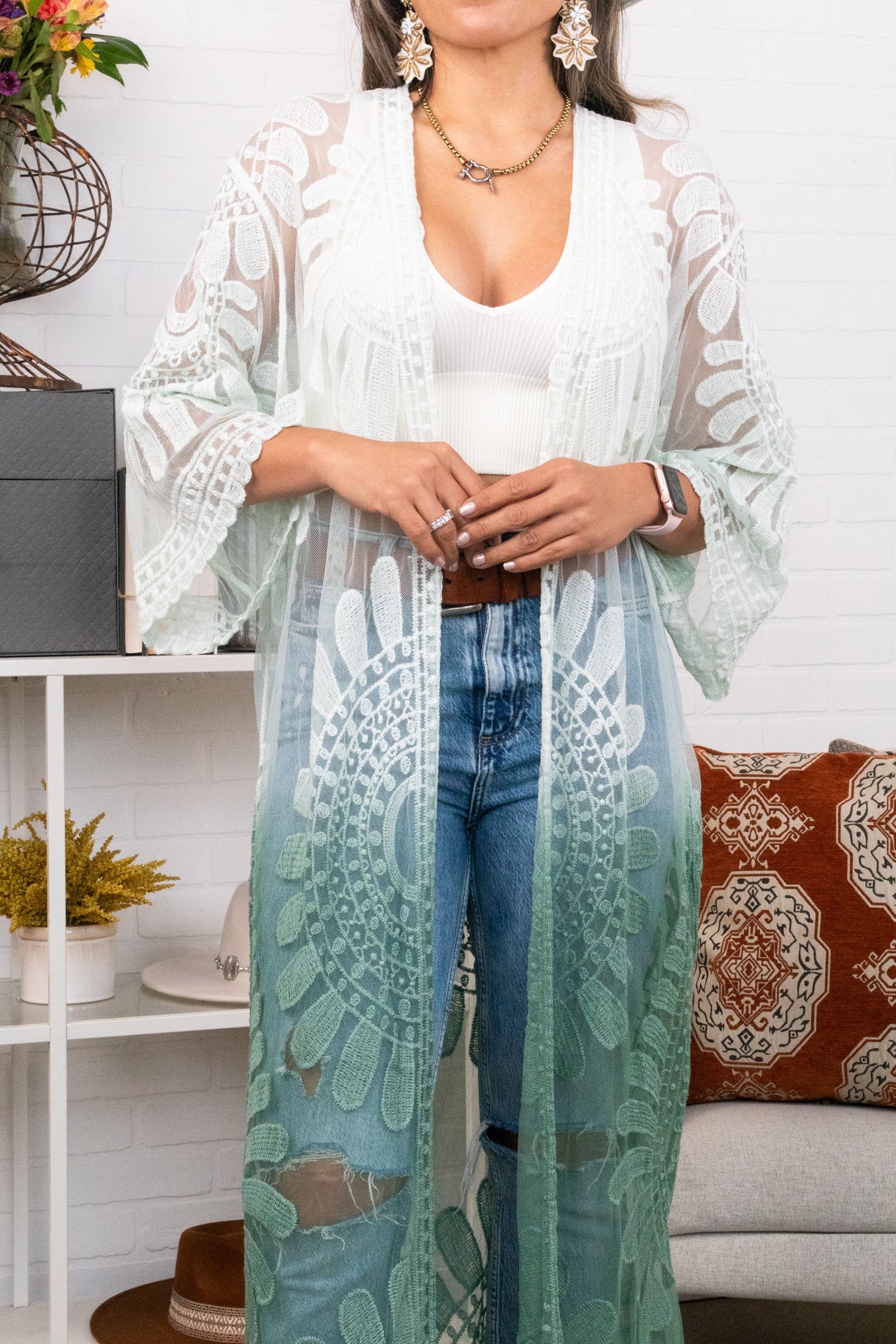 Ombre Bohemian Lace Kimono