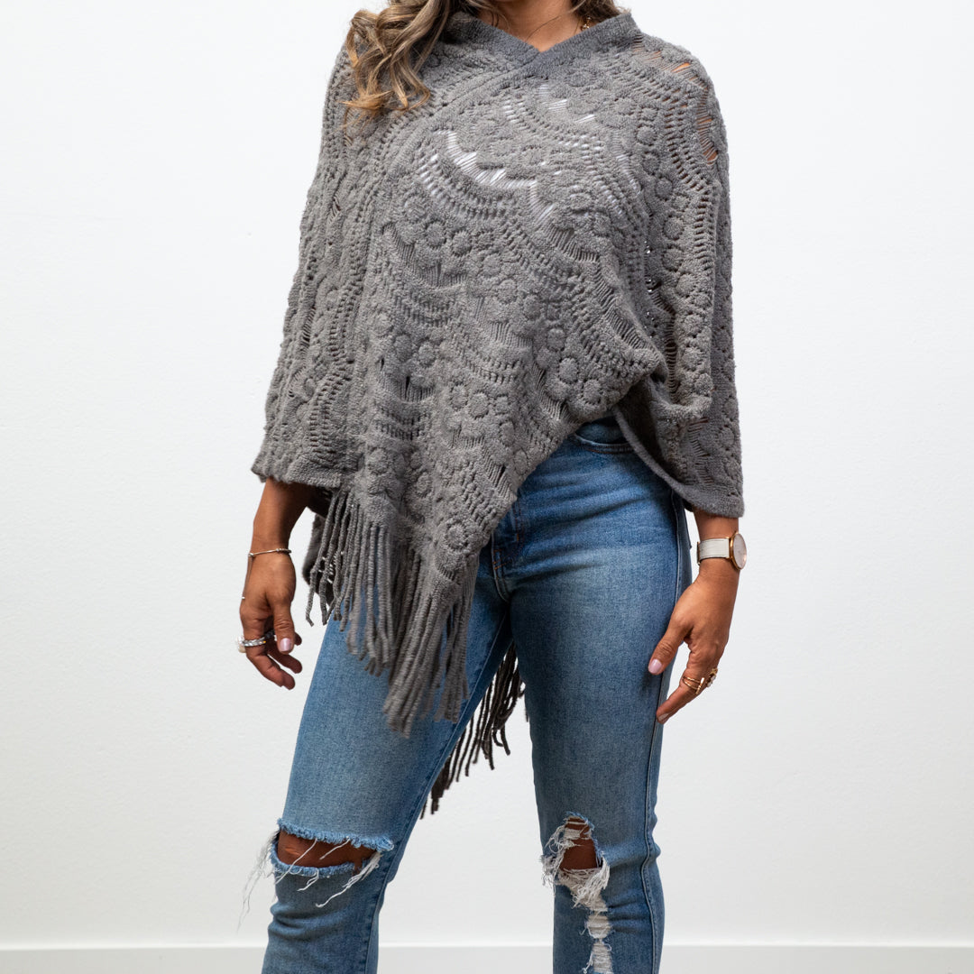 Lyssa Scallop Knit Lace Poncho
