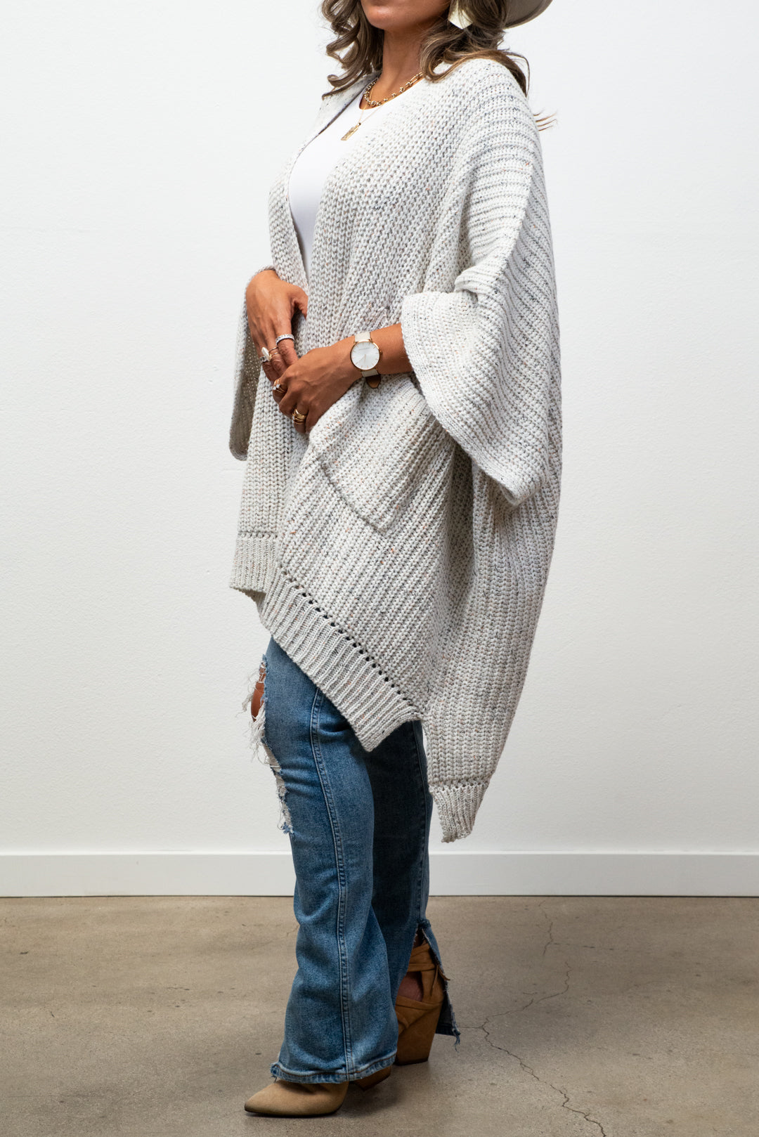 Jasmine Chunky Ribbed Knit Pocket Cardi