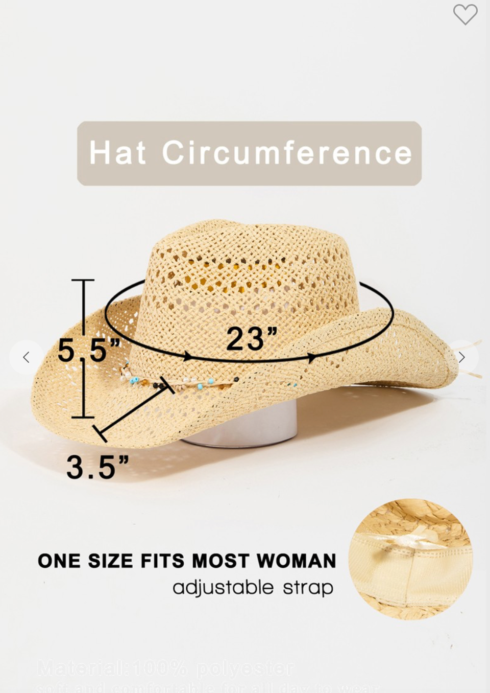 Lexie Beaded Rope Straw Braid Western Cowboy Hat
