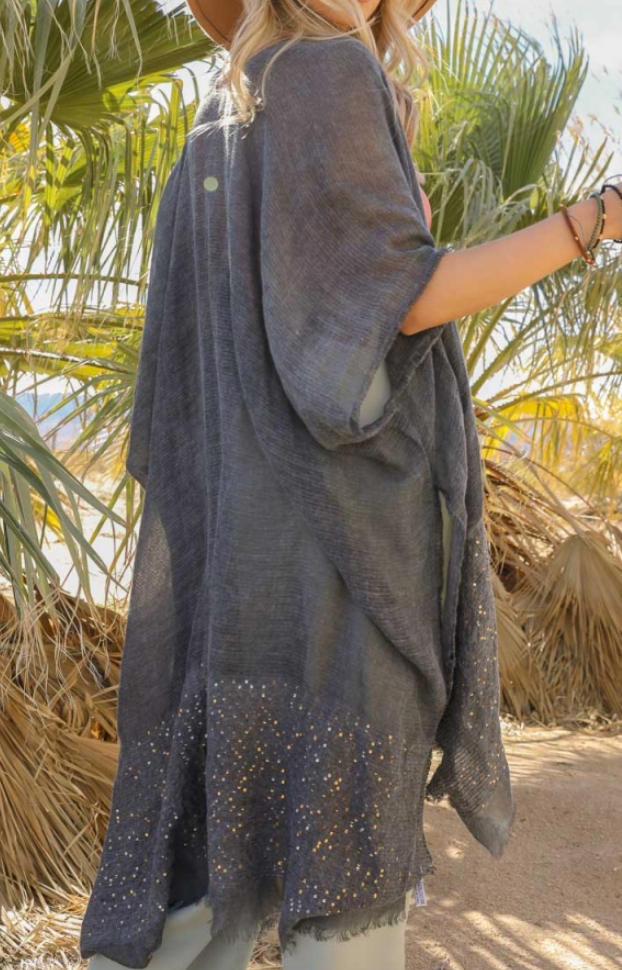 Sequin Frayed Edge Kimono