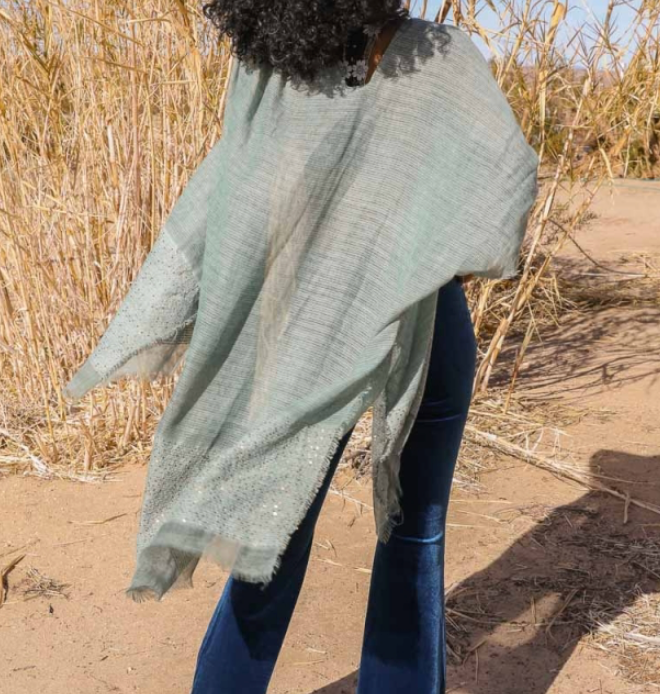 Sequin Frayed Edge Kimono