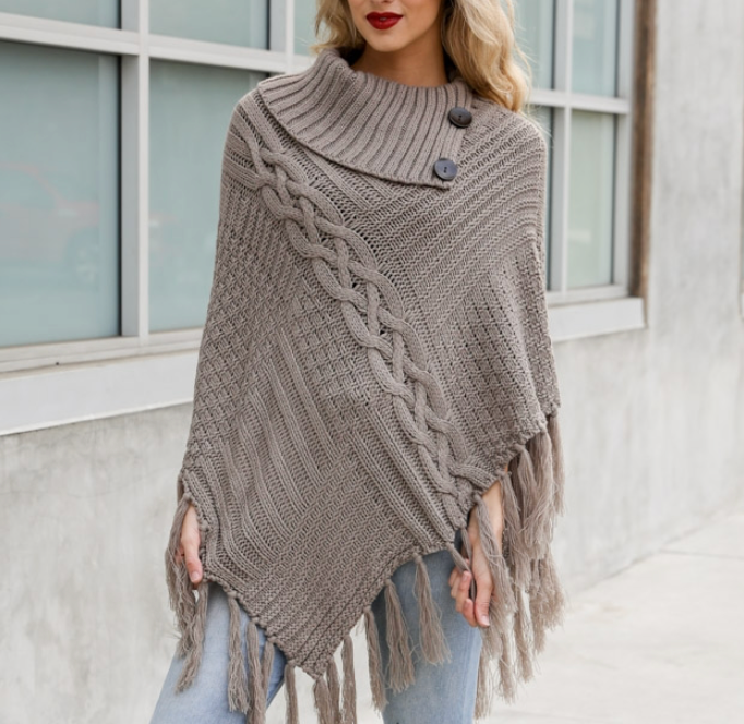Valeria Knit Turtle Neck Poncho