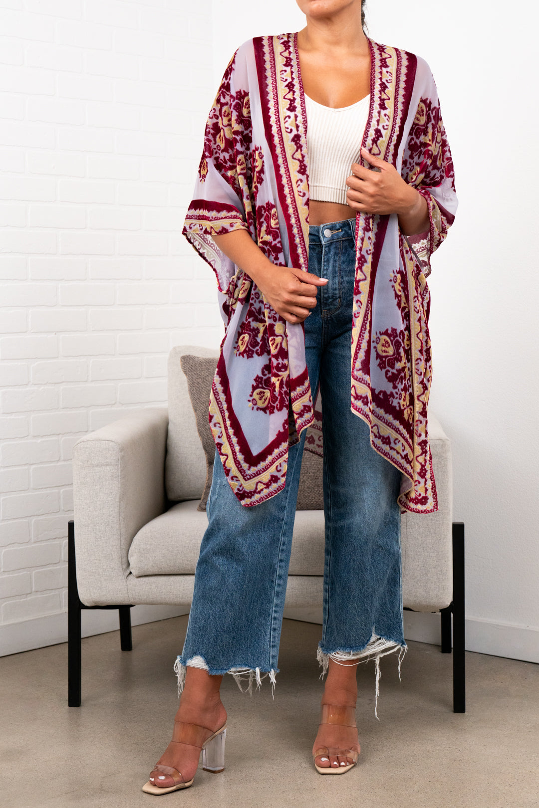 Colette floral velvet kimono