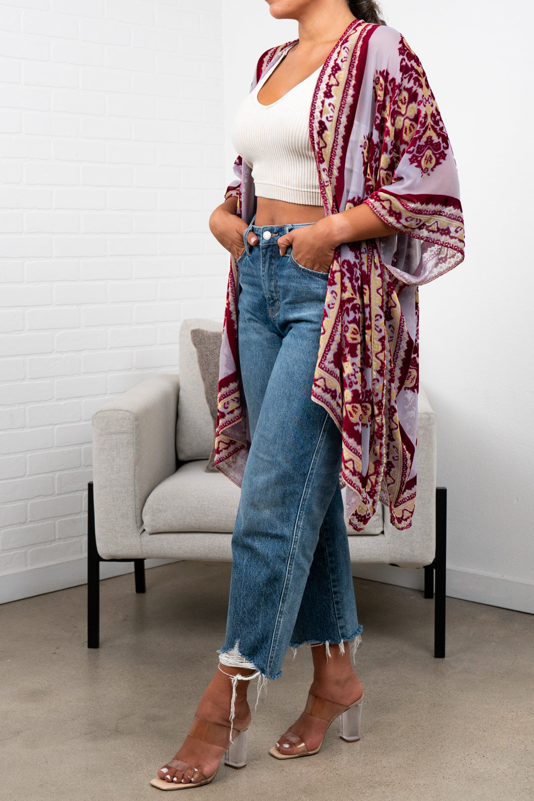 Colette floral velvet kimono