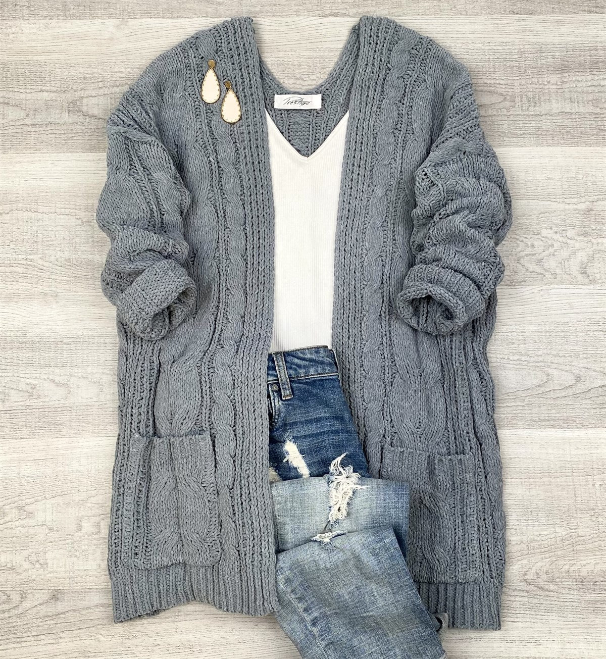 Super Soft Cable knit Cardigan-Mocha