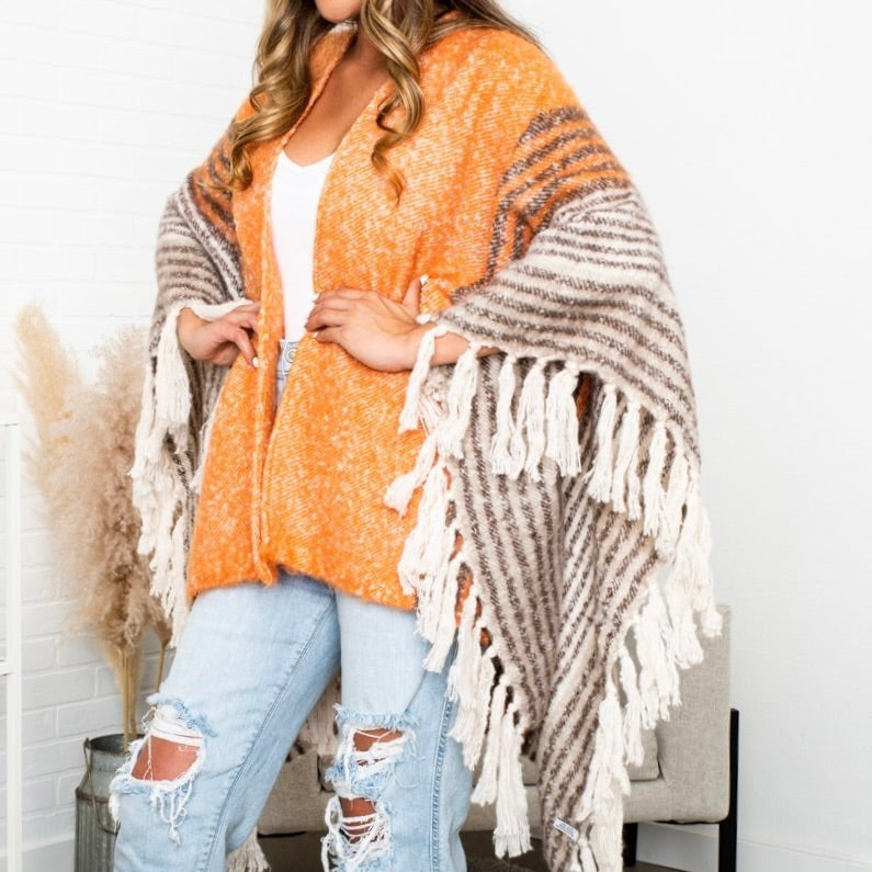 Oversized Boho Fringe Catalina Ruana